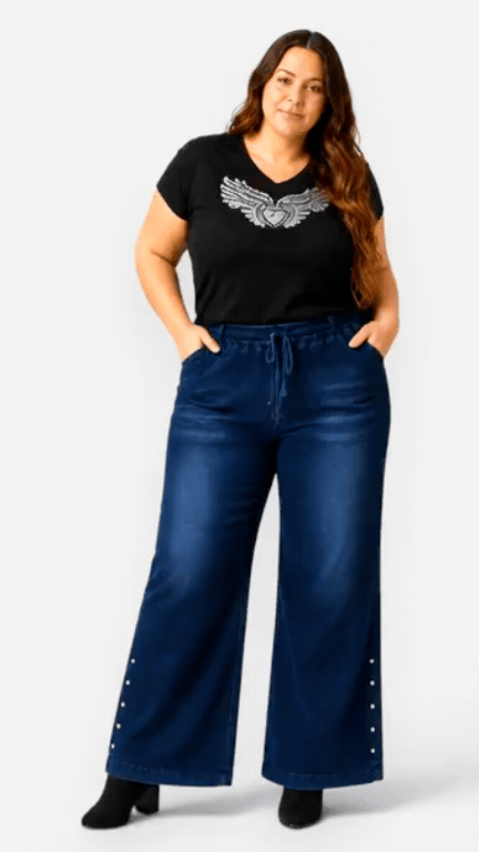 Jean Roma Maxi Palazzo Azul con Tachas